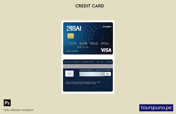 lista para imprimir plantilla de tarjeta de visa de crédito clásica del banco An